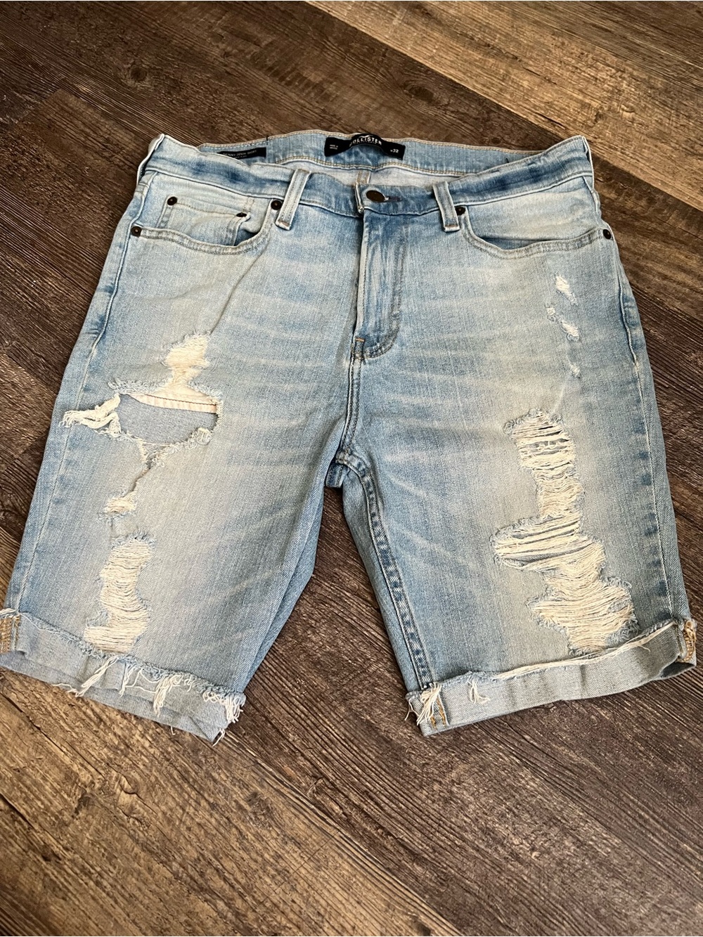 Hollister Light Wash Distressed Denim Jean Shorts